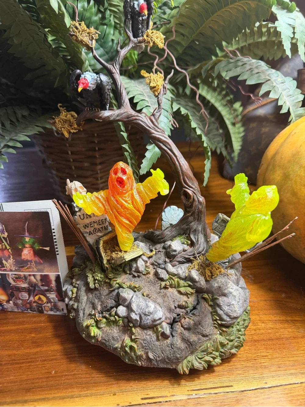 Department 56 Neon Ghost Tree Figurine in Orange & Lime Green